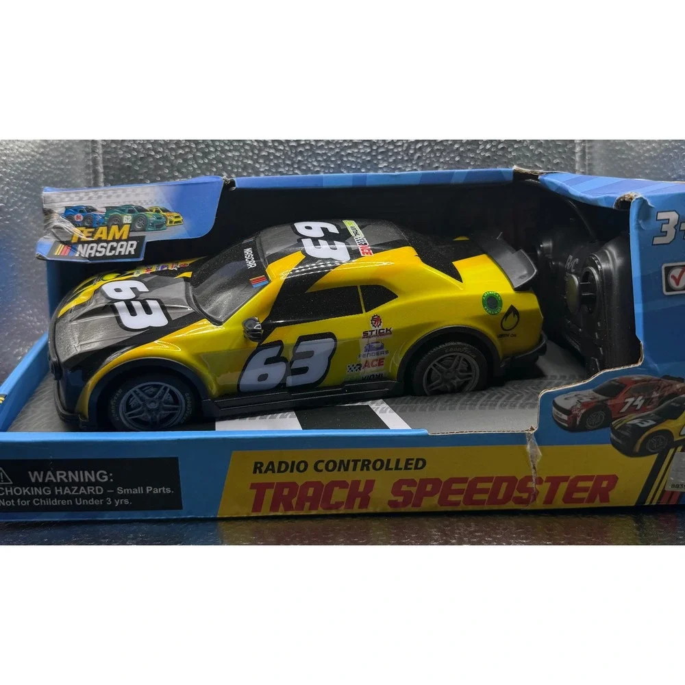 Team NASCAR RC Track Speedster Radio Control Car Yellow Black #63 27MHz New